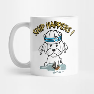 Ship Happens funny pun - white dog Mug